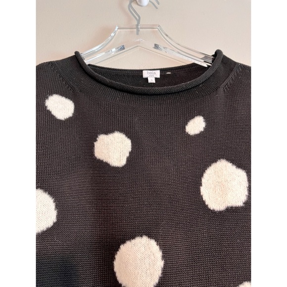Bela NYC Black White Polka Dot Merino Wool Blend Sweater Size Small - Picture 7 of 15